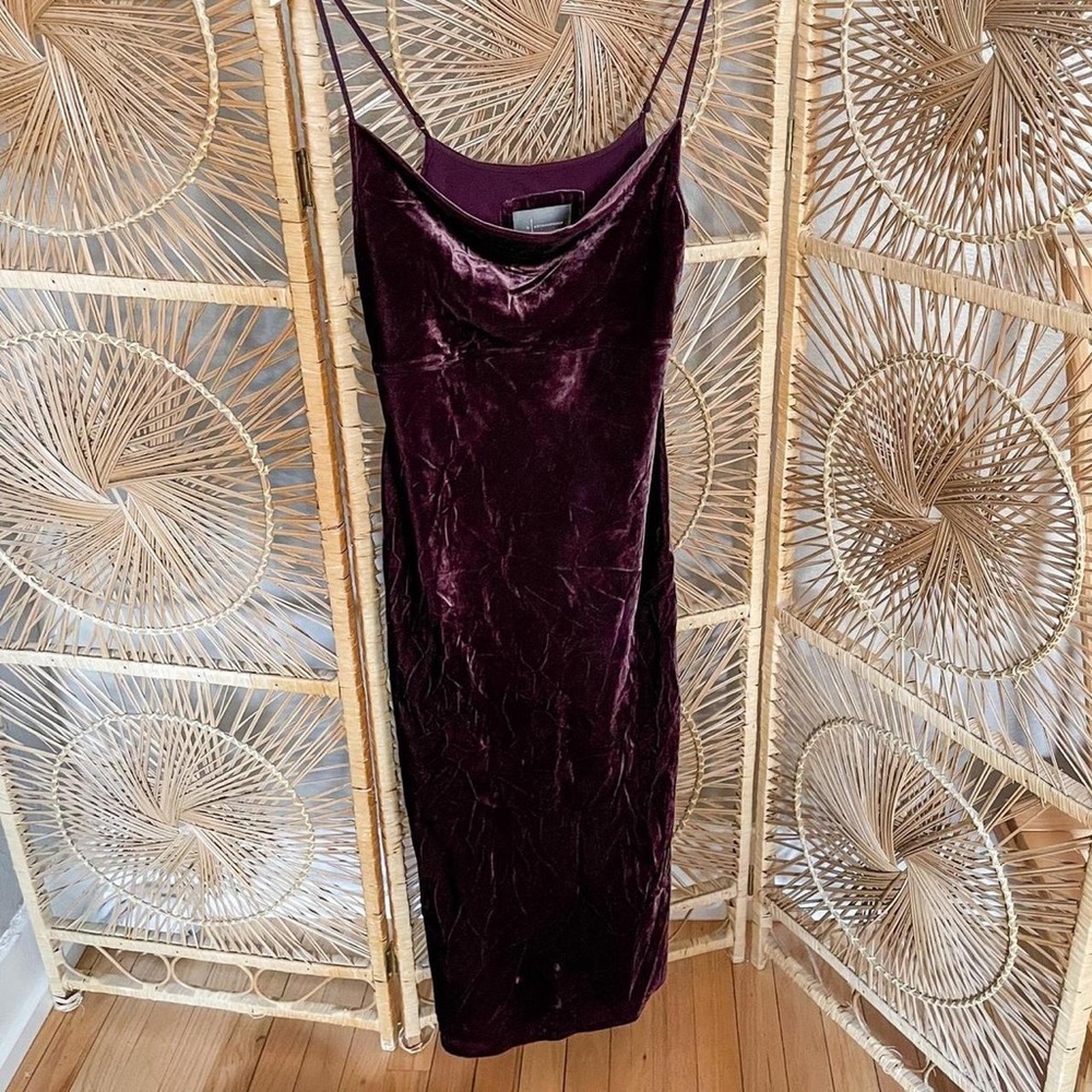 Anthropologie size xs velvet purple dress.